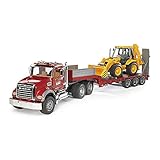 Bruder 02813 Mack Granite Flatbed Truck with JCB Loader Backhoe