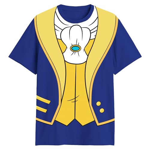 Disney Beauty and The Beast Prince Costume T-Shirt(Royal X-Large)