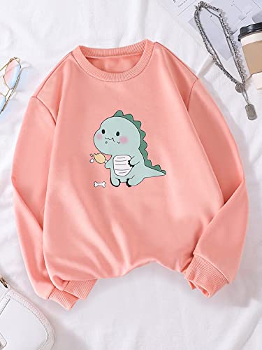 Cozyease Girls' Cartoon Graphic Cute Sweatshirts Long Sleeve Casual Pullover Shirts Crewneck Sweatshirt For Teen Girls Pink 9Y #TOP5