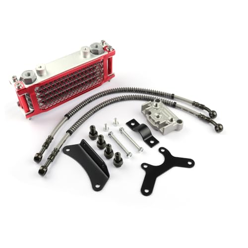Motorcycle Oil Cooler Engine Kit Cooling Radiator Compatible with CRF XR KLX 50cc 70cc 90cc 110cc 125cc 140cc Apollo Coolster Kayo SSR Taotao ATV Go Kart Off Road Dirt Pit Bike Red