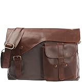  LECONI Messenger Bag DIN A4 Leder Canvas Damen & Herren Schultasche Retro look Collegetasche Umhängetasche 38x28x12cm braun grau LE3032-C