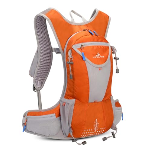超軽量 サイクリング&ハイキング バックパック マラソン 登山リュック ランニングバッグ リュック ハイドレーション 登山 大容量 通気 耐摩耗 防水 自転車 多機能 ウォーターボトルバッグ 多色展開 アウトドアスポーツに最適 (オレンジ)