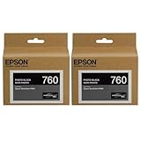 Epson 2x T760 Ultrachrome HD Ink Cartridge for SureColor P600 Inkjet Printer, 25.9ml Capacity, Photo Black