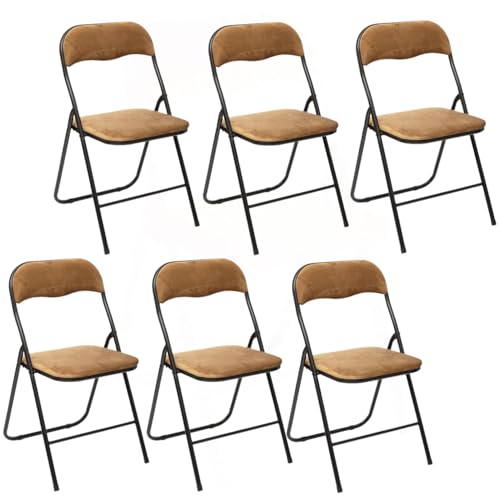 Toilinux.com Lot de 6 Chaises Pliantes Effet Velours - Ocre doré