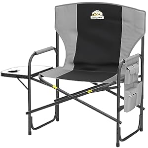 Colegence Oversized Director Camping Chair,600 LBS Heavy Duty Folding Chair,24″Cozy Outdoor Chair,With Cup Holder and Adjustable Table Folding Chair for Outside Beach,Lawn,Fishing,Camping,Patio,Makeup