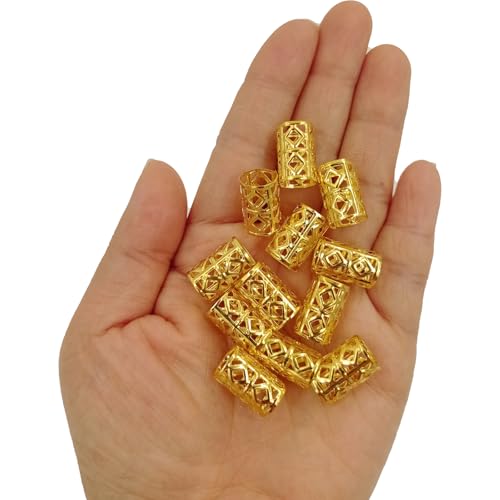 120 piezas de joyería para trenzas, accesorios metálicos dorados para dreadlocks, anillos, puños y clips para decoración de cabello miniatura 4