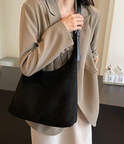 Trendy Suede Tote Bags Crescent Shoulder Bag for Women Satchels Crossbody Purse Suede Handbag Work College Bag Winter Bag2