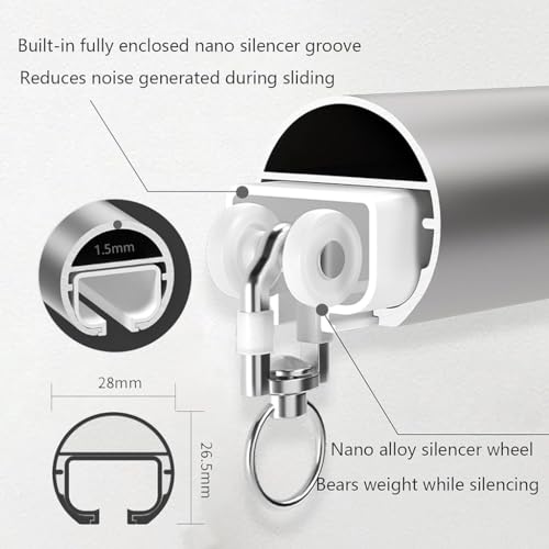 Tringle à rideaux double robuste en alliage d'aluminium pour fixation murale - 3