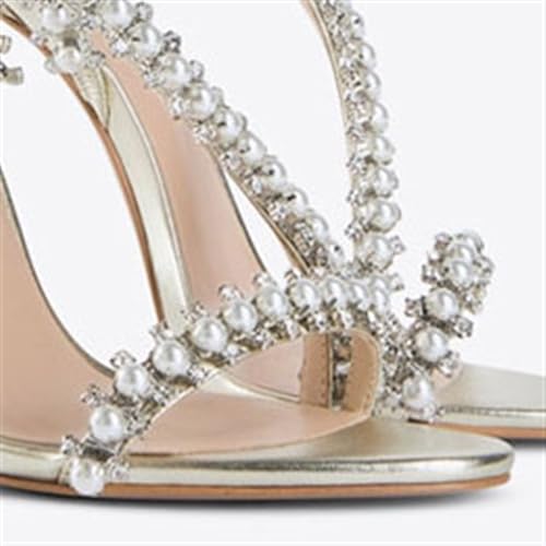 Women's Pearl Rhinestones Stiletto Heels Sandals Sexy Prom Wedding Shoes3