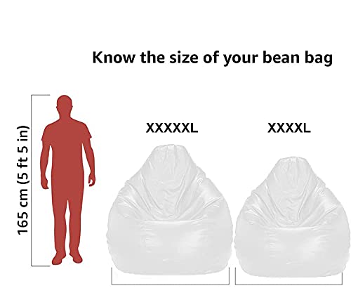 Image of Casa Copenhagen Premium Leather Bean Bag Chair, Filled with Beans | Capacity: Upto 7 Ft Height, 200 KG Weight | 5XL | Super White