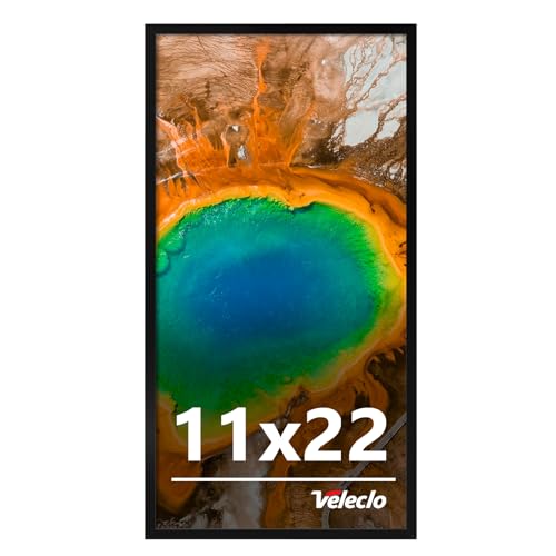 Veleclo 11x22 Picture Frame for Wall Display 11x22 Black Picture Frame with Shatter Resistant Plexiglass Stable and Sturdy 11 x 22 Poster Frame for Wall Display Handpicked Gift Collection 1 Pack