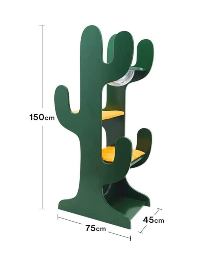 Albero Tiragraffi per Gatti Piattaforma di Riposo Albero Rampicante per Gatti Struttura per Arrampicarsi per, Capsula Spaziale, Casetta per in Legno Massello Multistrato, A Forma di Cactus