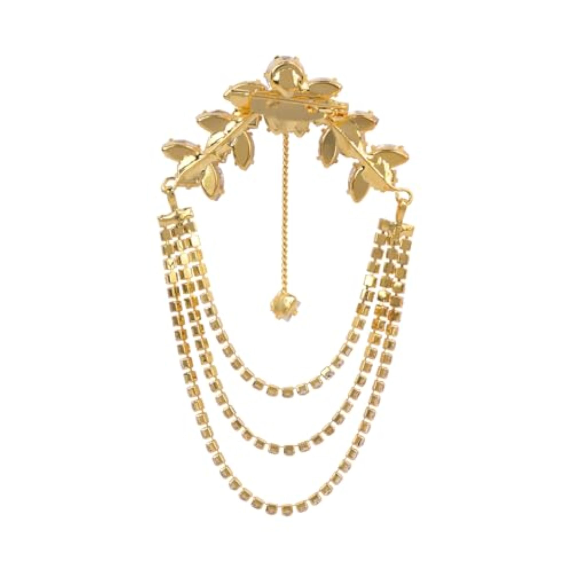 Traditional Leaf Cluster Brooch with Simulated Stone