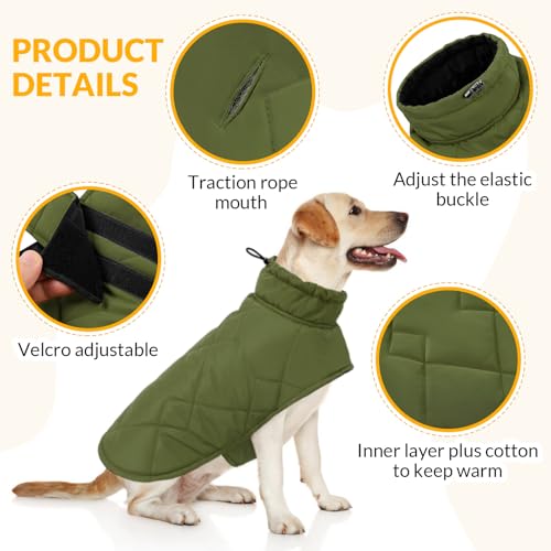 CITÉTOILE Hundemantel Winter,Hoher Kragen Hundejacke für Mittelgroßer Hunde, Hundejacke für Dackel,Bulldogge, Winddichte Hundemantel für Hund Indoor & Outdoor Camping Wandern