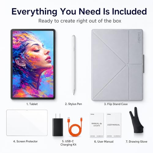 Callsky-Tab 12 Inch Drawing Tablet with Stylus Pen & Flip Case | 2000×1200 FHD IPS Display,16GB RAM 256GB Storage, Octa-Core Processor, 8000mAh Battery, Note-Taking & Art Tablet for Students - image 8