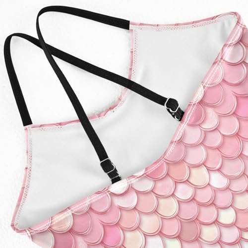 senya Girls Swimsuits One-Piece Swimwear Tie Bathing Suit Beach Summer Round Neck 7-8T Pink Scale Pattern4