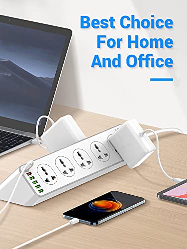 10 Way Extension Lead with USB Slots, 10 Gang Power Strip with 6USB(1 Type C + 5 USBA), Surge Protection Extension Cable, Extension Cord 2 Meter for Home Office, White - Image 7