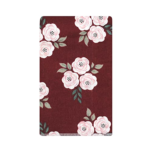 Image of Hudson Baby Unisex Baby Cotton Flannel Burp Cloths, Burgundy Floral, One Size