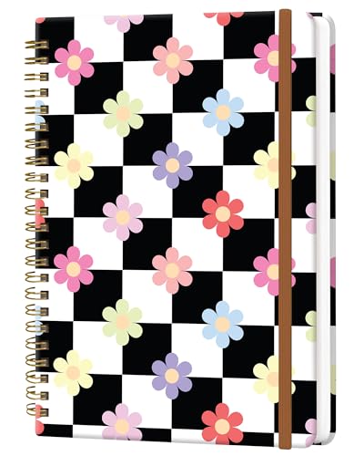 Carnet de notes A5 ligné à spirale motif floral pour femmes de 60 feuilles