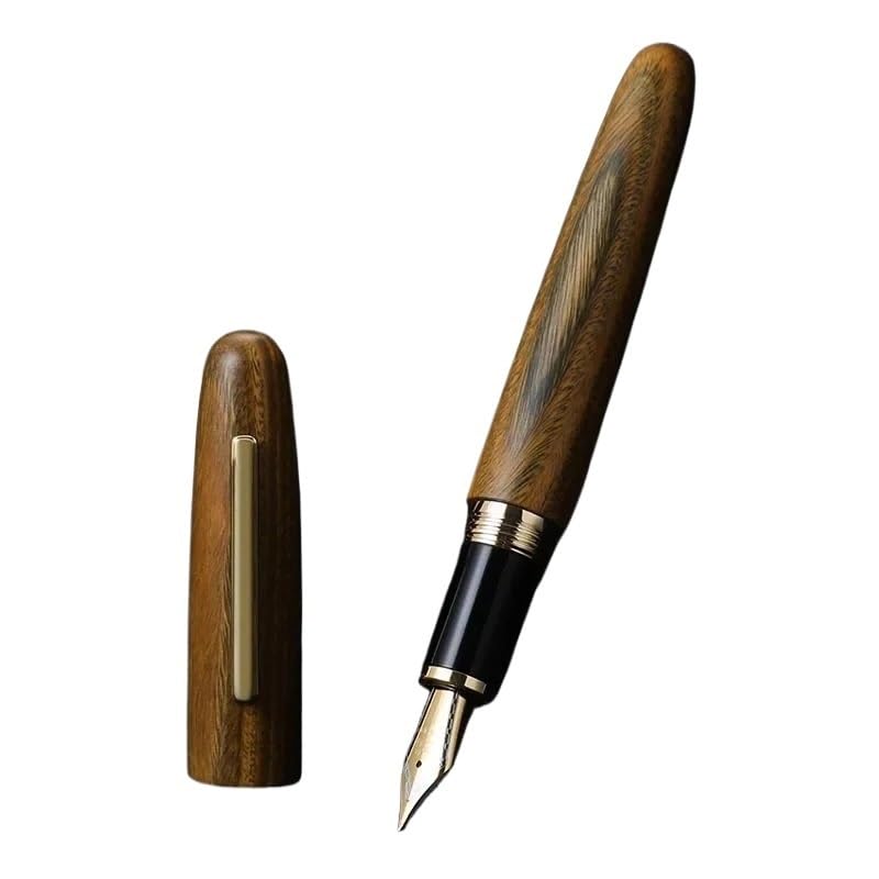Füllfederhalter aus Naturholz, 0,38/0,5/1,0 mm, extra feine Feder, luxuriös, elegant, für Büro, Schule, Schreibwaren (04, M (0,7 mm))