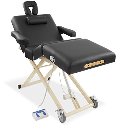 Saloniture Professional 4-Section Electric Lift Massage Table - Includes Armrest, Headrest, Face Cradle And Bolster - Black #TOP17