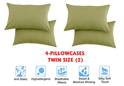 Elegant Comfort Luxury Soft Bed Sheets 1500 Premium Hotel Quality Microfiber Softness Wrinkle and Fade Resistant (4-Piece) Bedding Set, Twin/Twin XL, Olive Green