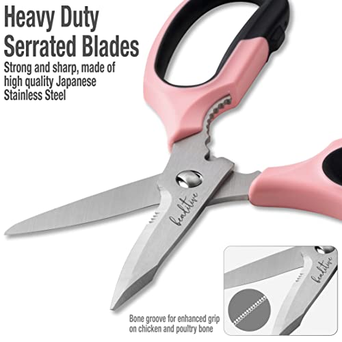 Beaditive Multi-Purpose 8" Kitchen Shears - Detachable, Serrated Blades, Japanese Stainless Steel - Ergonomic Handle, Protective Cover - Dishwasher Safe #TOP1