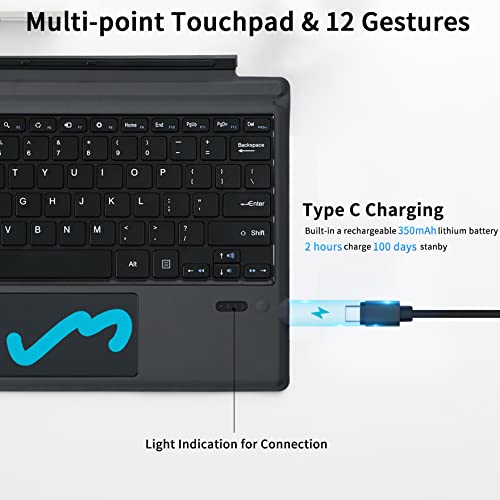 Rapoo Xk200 Bluetooth Microsoft Surface Pro 7+/Pro 7/Pro 6/Surface Pro 5 (Pro 2017)/Pro 4 12.3 Inch Tablet/Surface Pro 3 2014 Keyboard Case With Trackpad - Detachable Wireless Keyboard Type Cover #TOP2