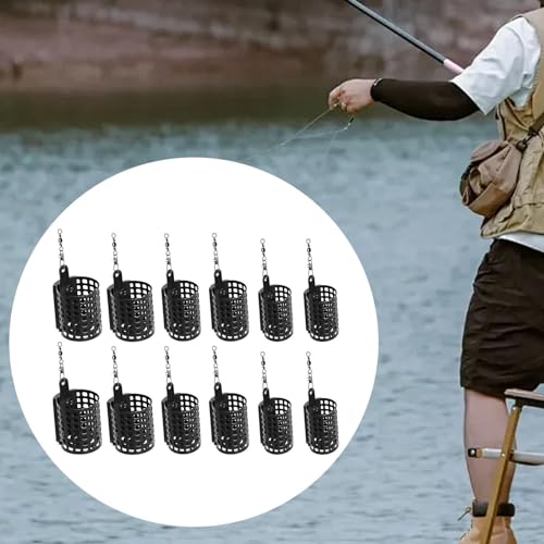 Garende 12x Alimentador de Gaiola de Pesca, Alimentador de Gaiola de Iscas Portátil para Peixinhos,