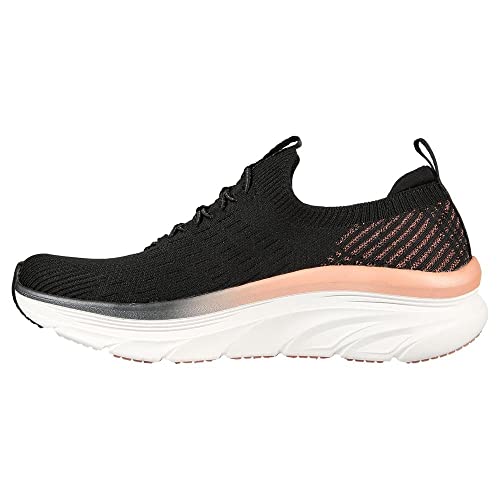 Image of Skechers Women's D'lux Walker Let It GlowSneaker, Black White, 8 UK