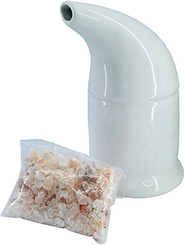 Ceramic Inhaler Kit with Himalayan Salt 50gm, Real Pink and White Crystals Inhaling Salts, Asthma, Allergies, Respiratory & Breathing Issues