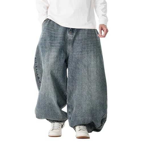 DOSLAVIDA Baggy Jeans for Men Wide Leg Hip Hop Jean Stylish Loose Fit Denim Pants Casual Streetwear Skateboard Pants3