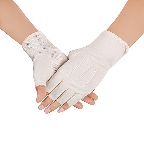 JISEN Mitaines en coton pour homme - Protection UV - Moufles en polyester, A-Beige1, taille unique Cover