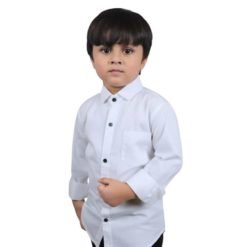 Image of Boys Cotton Blend Solid Full Sleeve Shirt with Spread Collar ? Casual Shirt for Kids