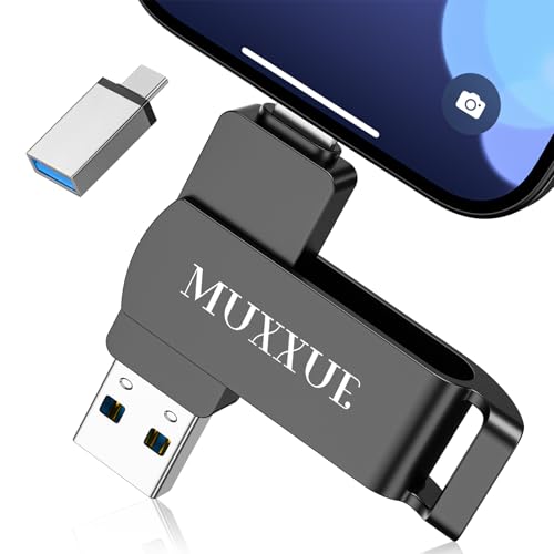 MUXXUE Chiavetta USB per iphone 128GB Memoria Esterna per iphone 1Pad Android PC con connettori iOS Type A USB-C e USB 3.0 Pen Drive senza APP, espansione per foto, documenti e video