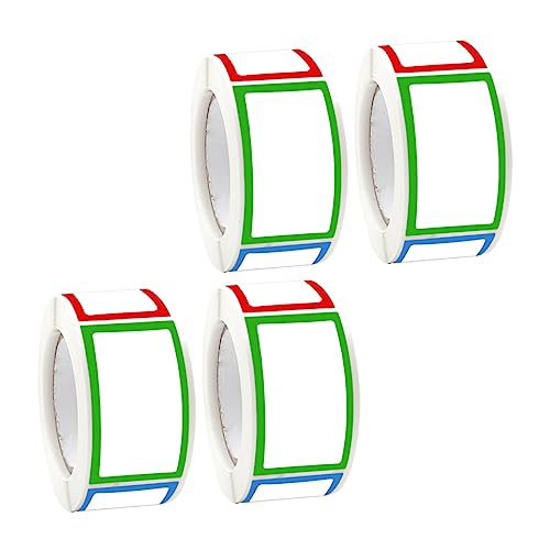 FIXOSHEE 4Rollos Etiquetas Adhesivas Coloridas para Clasificación de Stickers para Cocina y Almacenamiento para Organizar Frascos y Contenedores