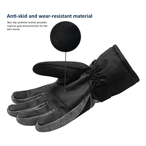Walsking Kids Winter Snow&Ski Gloves-3M Thinsulate Waterproof Cold Weather Youth Gloves For Skiing,Snowboarding-Fits Boys And Girls #TOP2