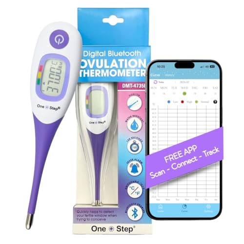 One Step Basal Body Temperature Thermometer with Bluetooth Digital Ovulation & BBT Tracker with Automatic App Sync for Fertility & Cycle Monitoring