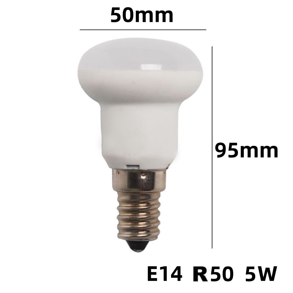6 Pezzi R50 5W E14 220V LED Bagno Lampada Fungo Lampadina Cucina Camera Luce Lampada Dimmerabile,Cold white