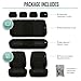 FH Group Car Seat Covers Full Set Cloth - Universal Fit Automotive Seat Covers, Low Back Front Seat Covers, Solid Back Seat Cover, Washable Car Seat Cover For SUV, Sedan And Van Black