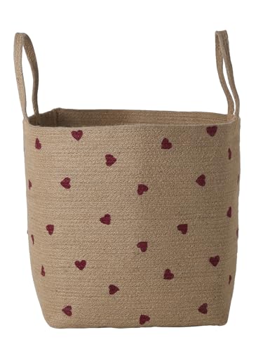 VERTBAUDET Panier de rangement XL coeur en jute CHERRY beige TU