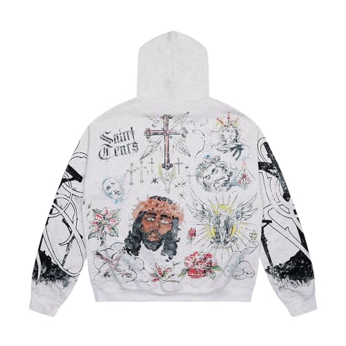 Arnodefrance Men Vintage Washed Graphic Hoodies Printing Graffiti Hoodie Cotton Warm Pullover2