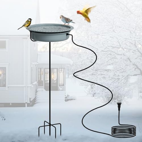 best heated bird bath for cardinals that will transform your winter garden 6 Heated Bird Bath for Winter, Outdoor Pedestal Standing Birdbath with Automatic De-icer, Electric Water Bowl for Outside Gardens, Deck, Yard
