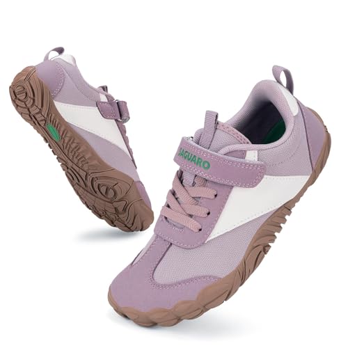 SAGUARO Kids Barefoot Shoes Wide Toe Box Zero Drop Sneakers Non-Slip Minimalist Shoe Purple 11 Little Kid