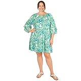 Ruby Rd. Women's Plus-Size Puff Floral Print Dress Size 1X Mint Multi