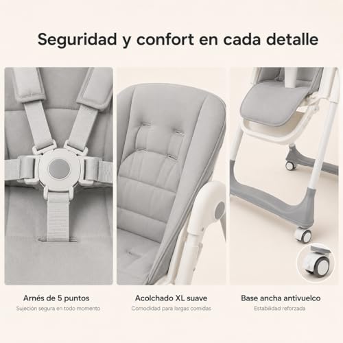 Miniatura 5 de Almar Baby Trona De Bebe Plegable, Elevable, Evolutiva Y Reclinable Con Bandeja Extraible