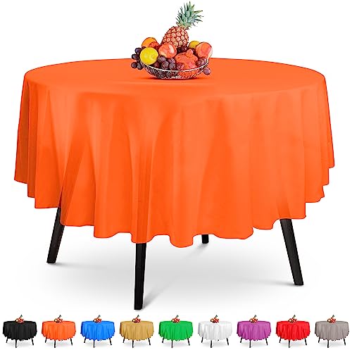 HSGUS 5 Pack Premium Orange Plastic Tablecloth - 108 x 54 in. Disposable Rectangle Table Cloth - Decorative Cover Smooth - Cloths For Parties, Weddings. by HSGUS - Used condition - US$8.51