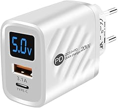 20W USB C Charger, 2-Ports Multiple Charger with PD&USB-A, Fast Charger Type C, USB C Power Plug Socket with LCD Display Charger for IOS 15 Pro Max/14/11