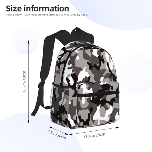 BREAUX Black Grey White Camo Print Lightweight And Comfortable Duffel Bag, Casual Daypack, Multipurpose Backpack4