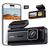 Vycol Dash Cam Front, 4K dash cam with Parking Monitor, car camera dash cam with free 32GB Card, Night Vision, 150°Wide Angle, Loop Recording, App Controlled, Voice Control, G Sensor